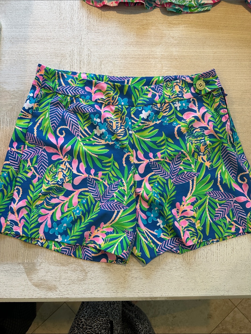 Lilly Pulitzer Blue Tropical Leaf & Tiger-Print Skort